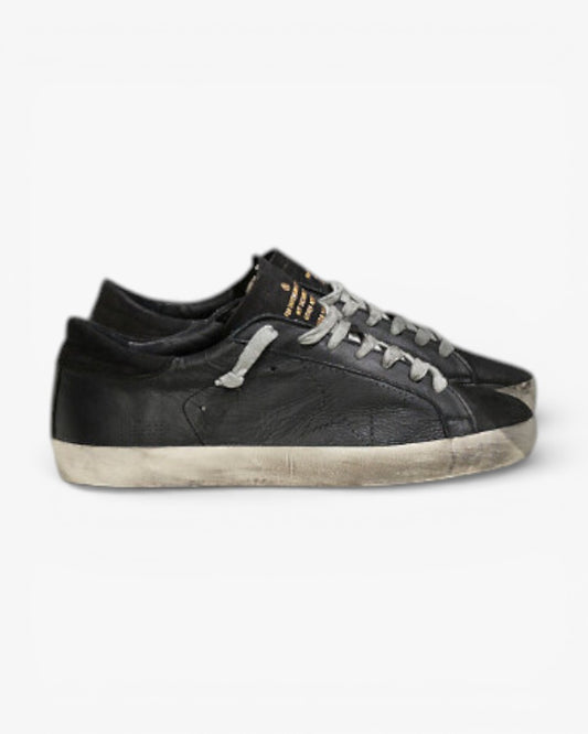 Golden Goose Super-Star Sneakers with Black Openwork Leather Star