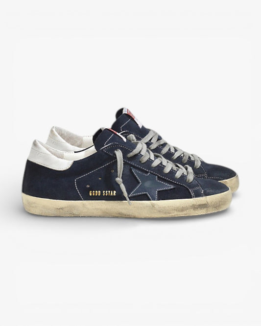 Golden Goose Super-Star Sneakers with Blue Suede Leather Star