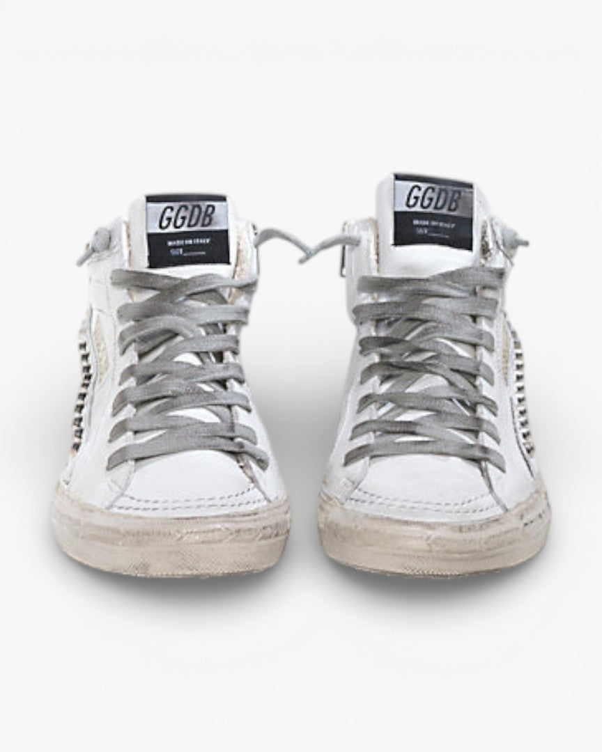Golden Goose SLIDE Sneakers White Leather Studs Leather Star