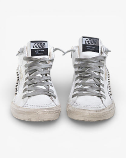 Golden Goose SLIDE Sneakers White Leather Studs Leather Star