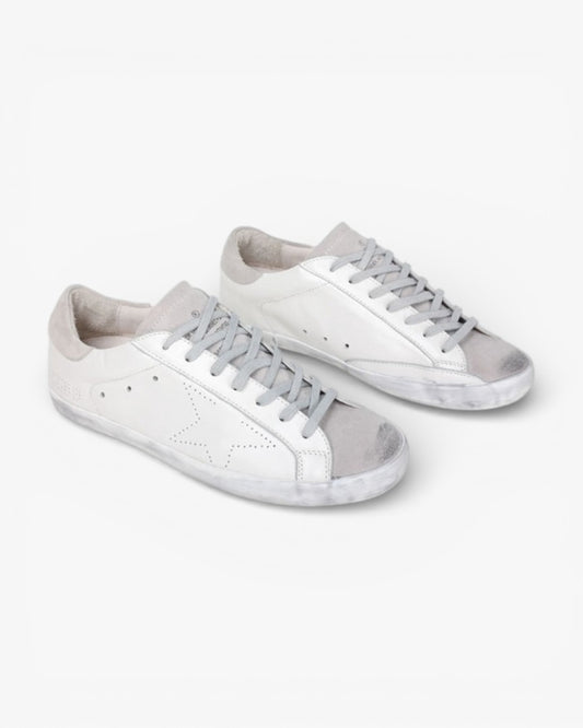 Golden Goose All White Cream Handcrafted Custom Couple Sneakers