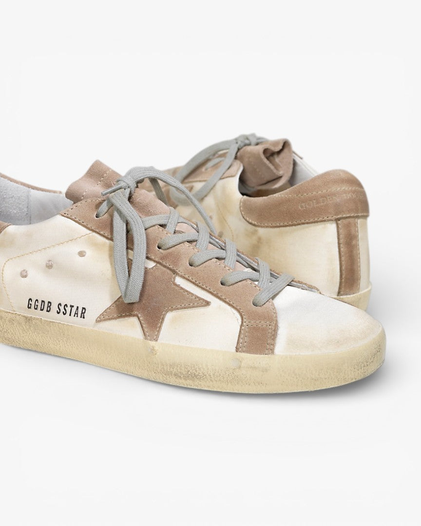 Golden Goose Super‑Star Sneakers White Satin Suede Star