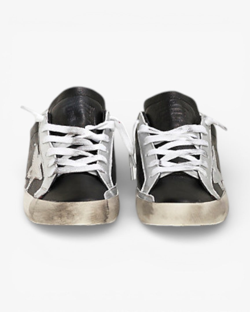 Golden Goose Archive Super-Star Sneakers with Black Leather and Silver Star