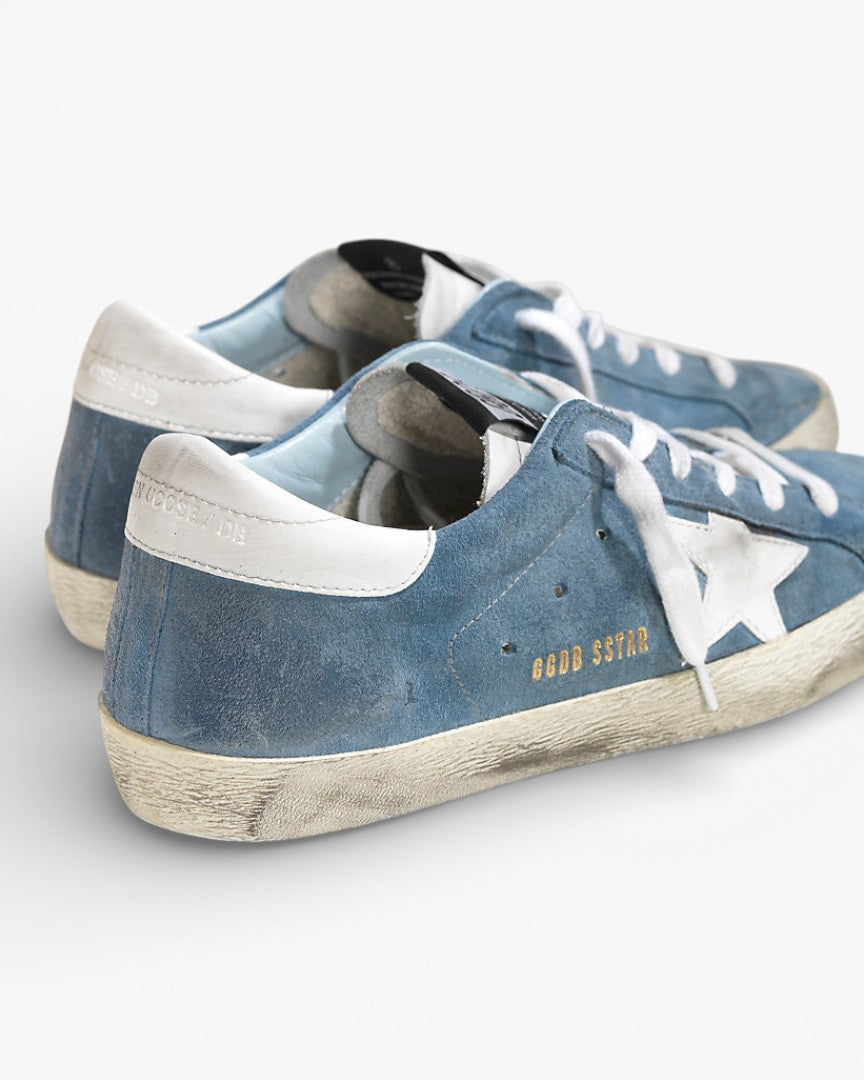 Golden Goose Super‑Star Sneakers Ciel Suede White Leather