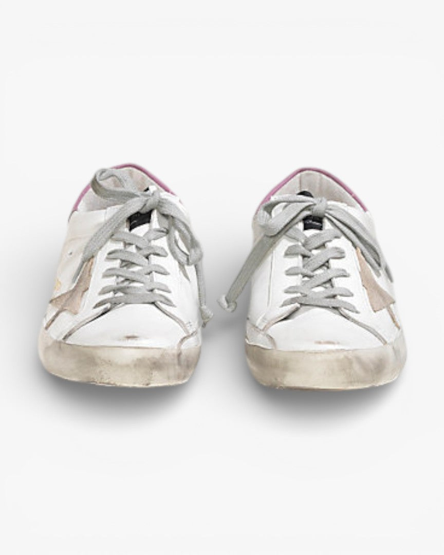 Golden Goose Super‑Star Sneakers White Leather Dark Lilac Suede Star