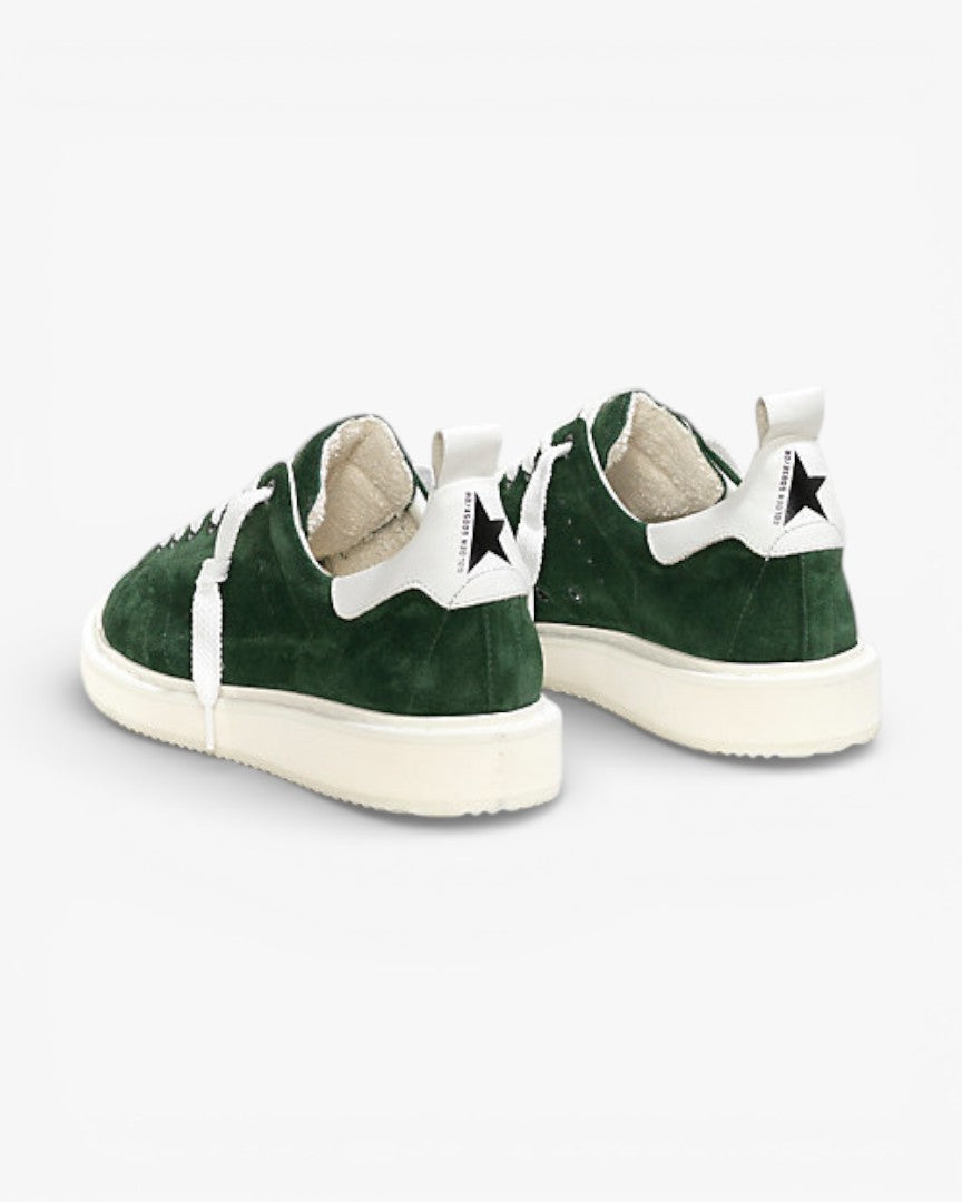 Golden Goose Green Calf Suede Starter Sneakers with White Sole