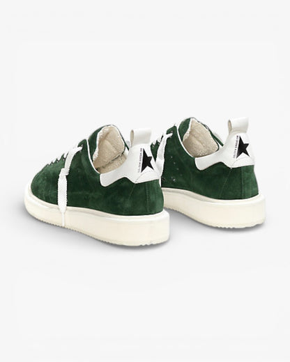 Golden Goose Green Calf Suede Starter Sneakers with White Sole