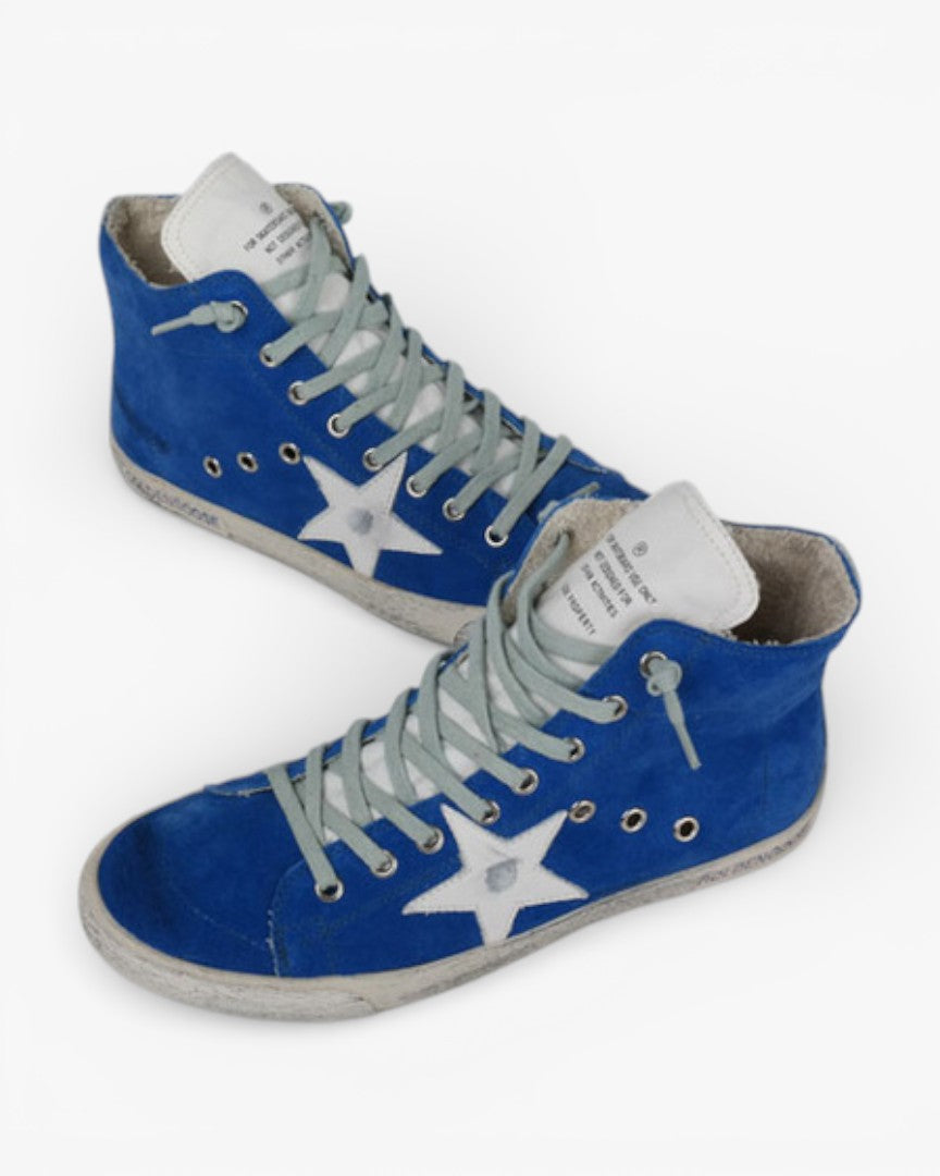 Golden Goose FRANCY Blue Sneakers Handcrafted Custom Couples