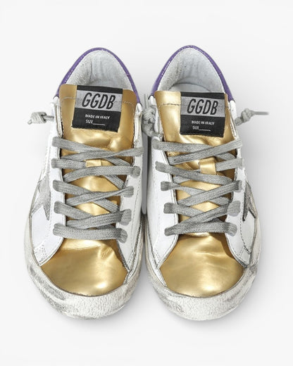 Golden Goose Super Star Sneakers Leather Suede Star White Gold