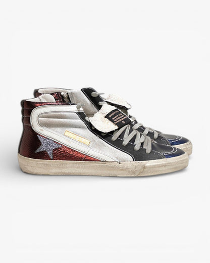 Golden Goose SLIDE Sneakers Leather Glitter Star