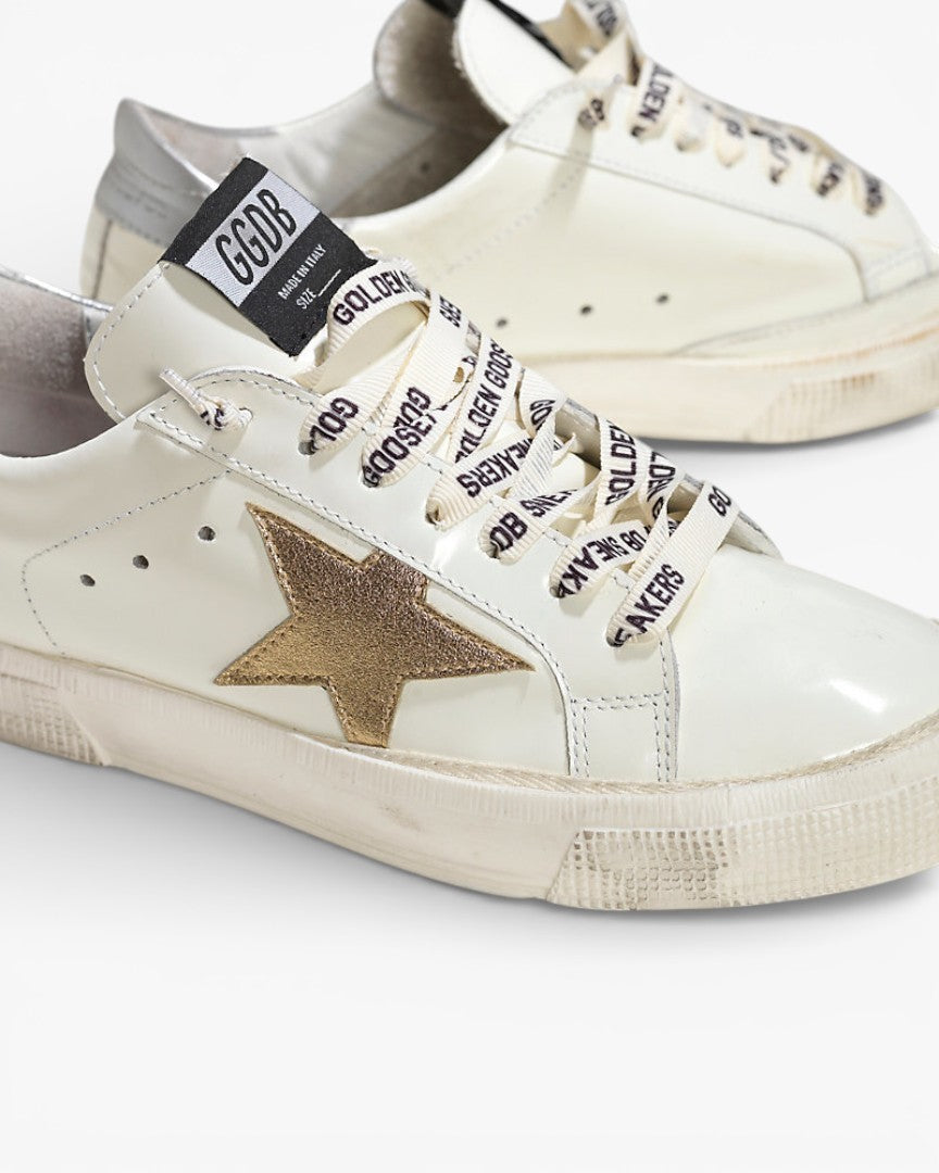 Golden Goose MAY Sneakers White Leather Silver Gold Star