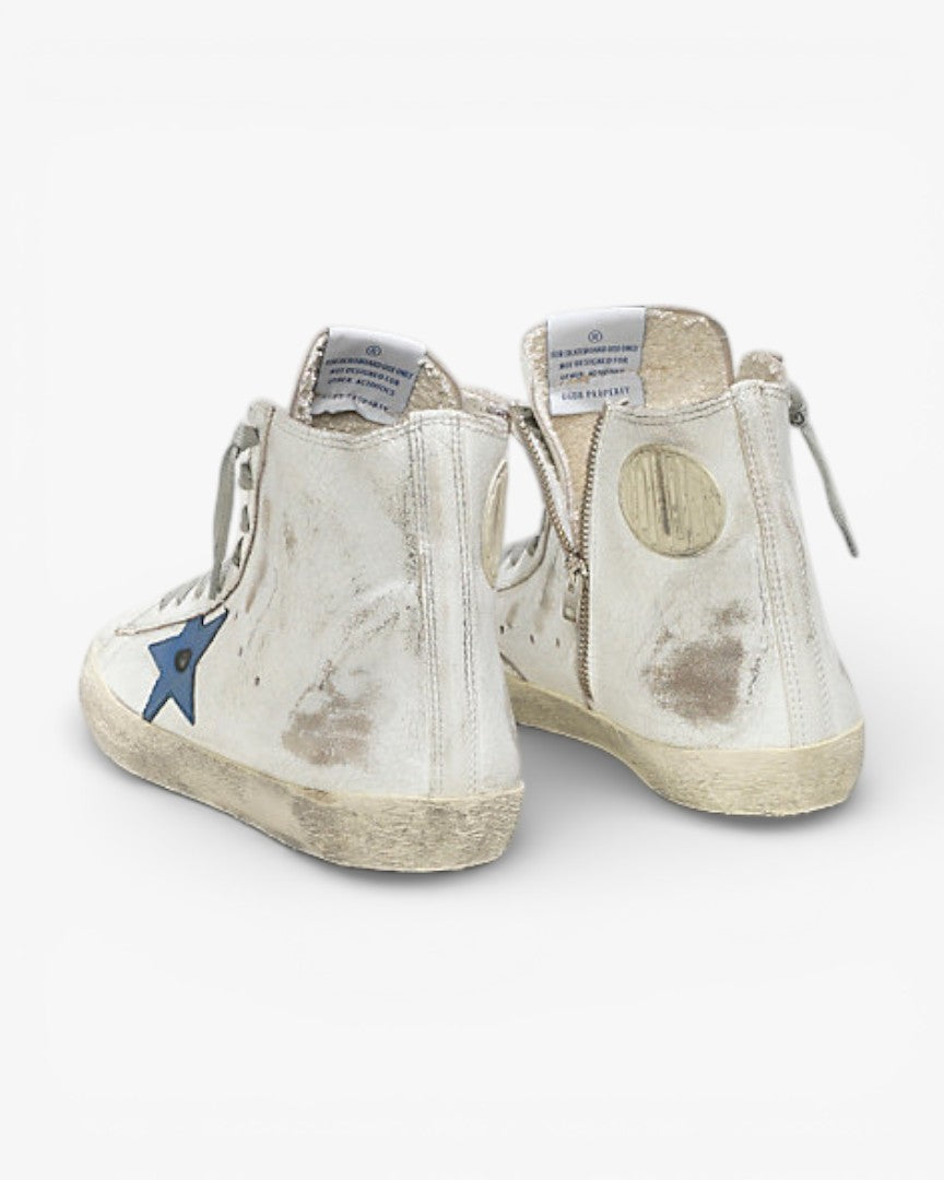 Golden Goose FRANCY Sneakers Pelle Stella Pelle White Marble Bluette