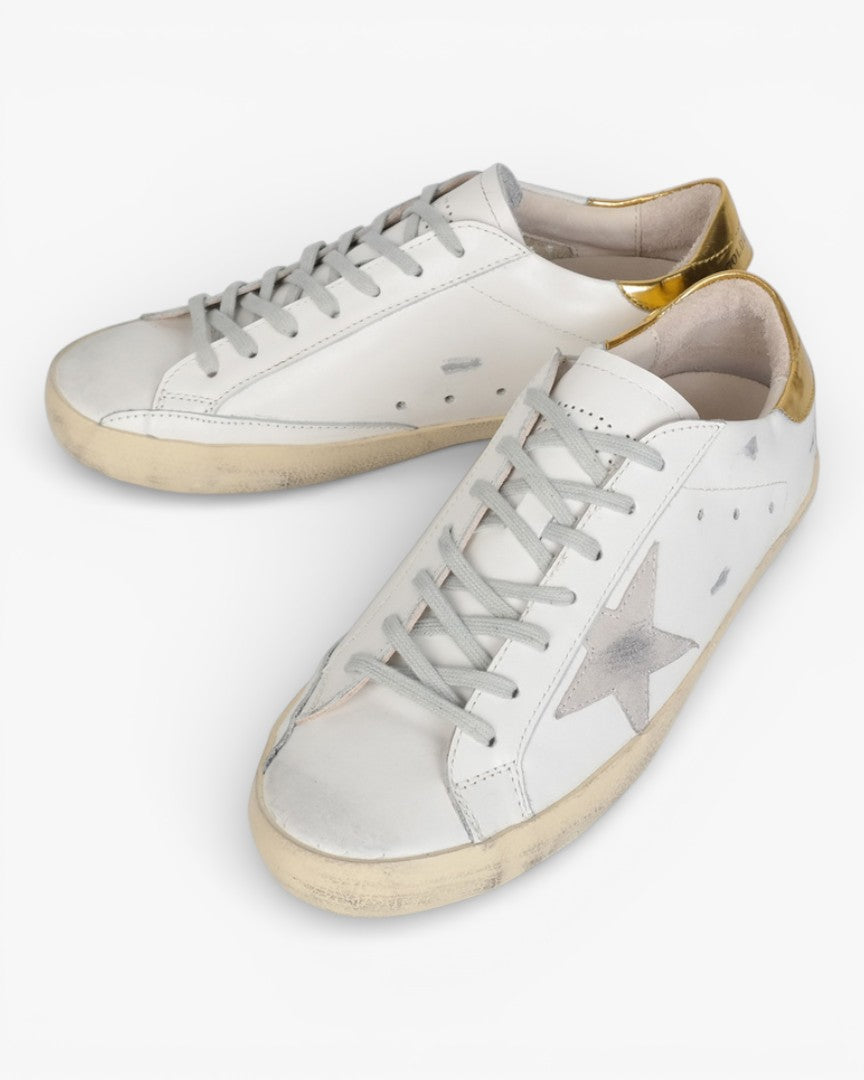 Golden Goose Whitegold Handcrafted Custom Couple Sneakers