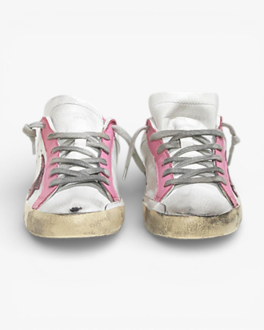 Golden Goose Super Star Leather Sneakers Suede Star White Pink