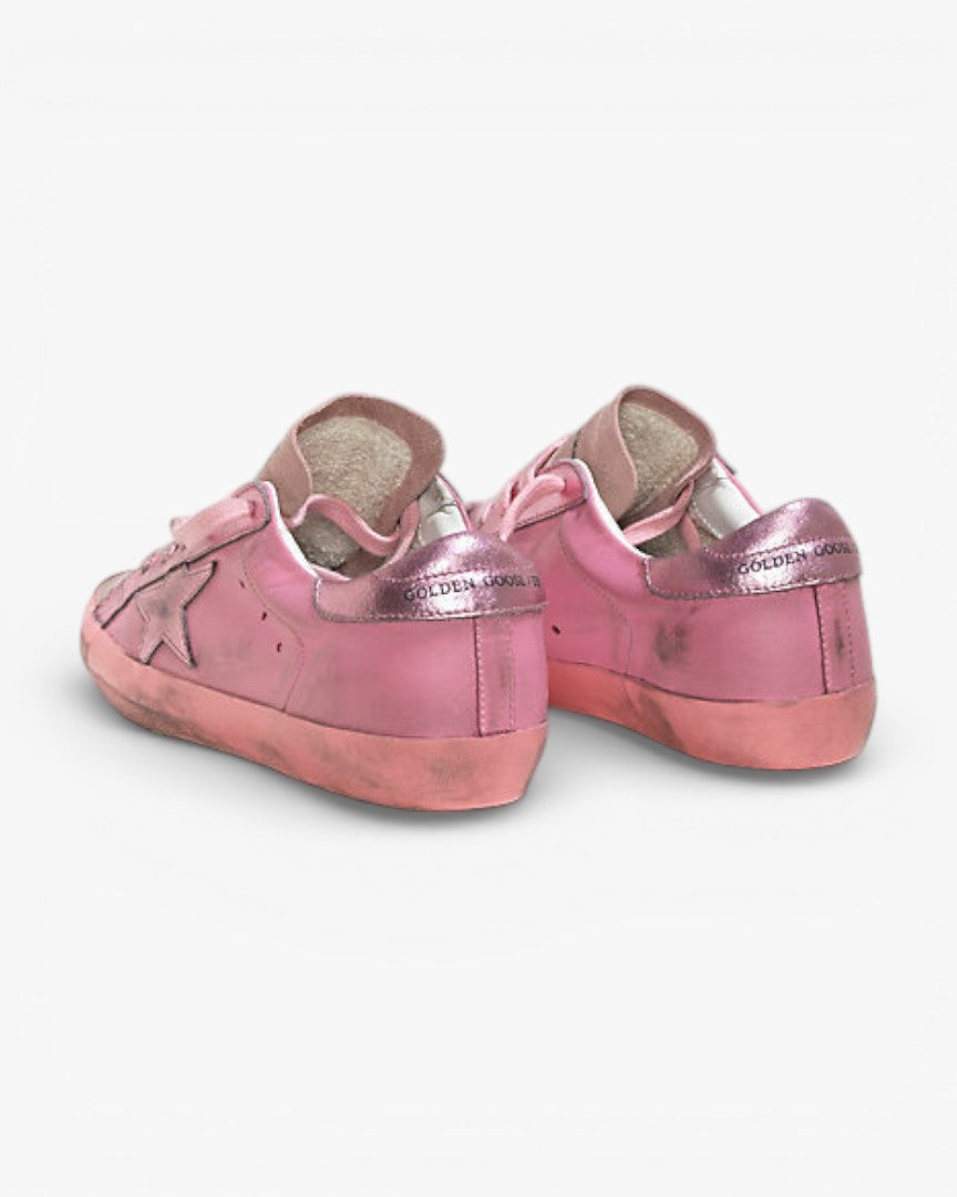 Golden Goose Super-Star Sneakers with Monochromatic Pink Leather Star
