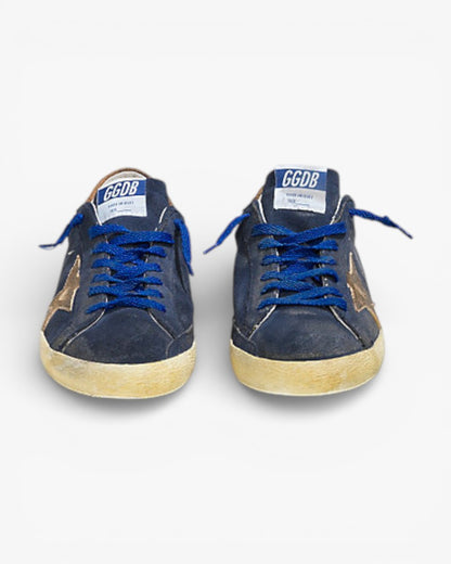Golden Goose Super Star Navy Suede Sneakers Leather Star