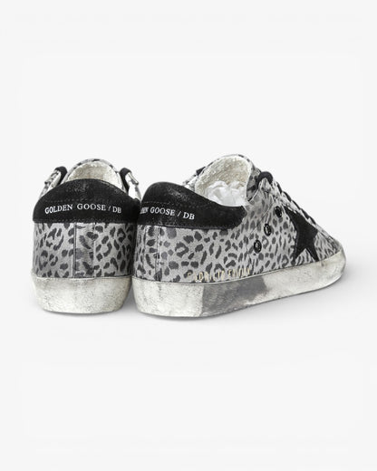 Golden Goose Super Star Sneakers Leather Suede Star White Leopard Eagle
