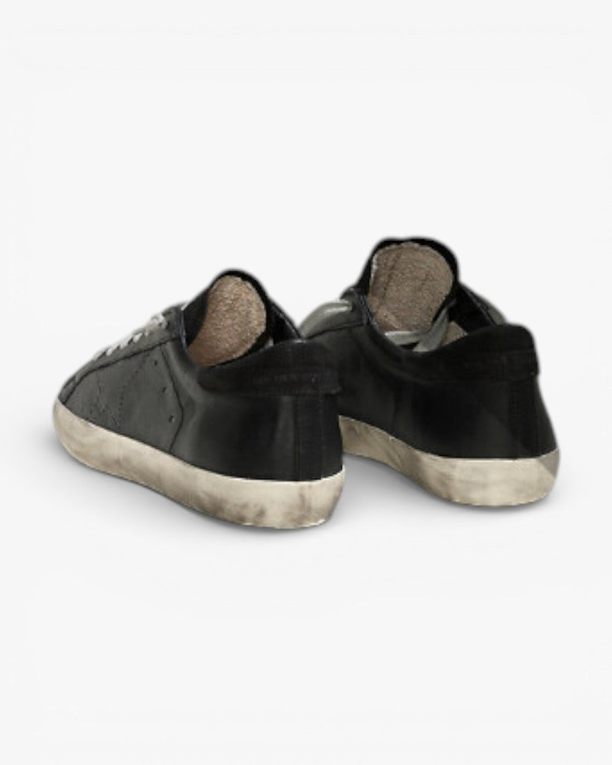 Golden Goose Super-Star Sneakers with Black Openwork Leather Star