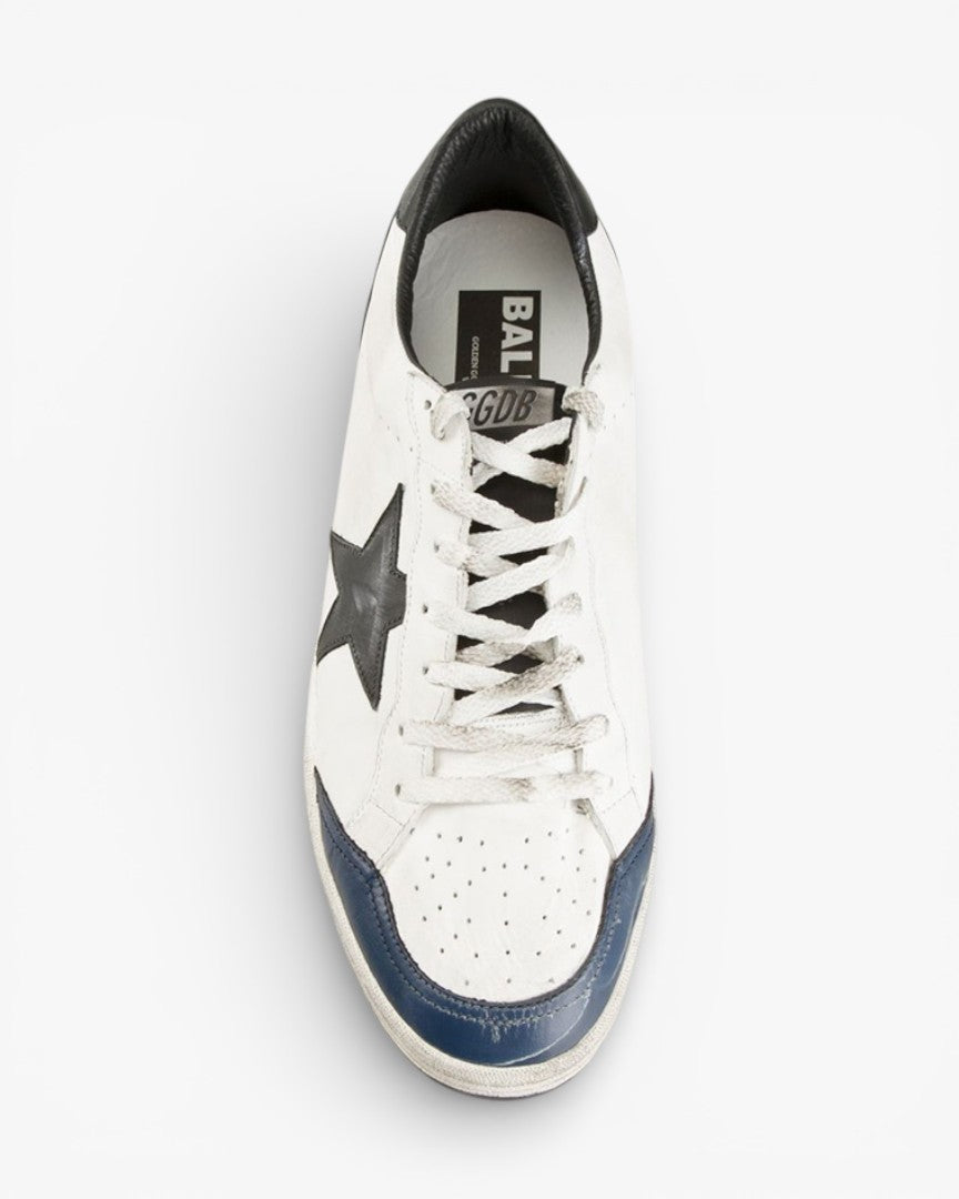 Golden Goose Ball Star White Leather Sneakers Black Star Black Heel Tab