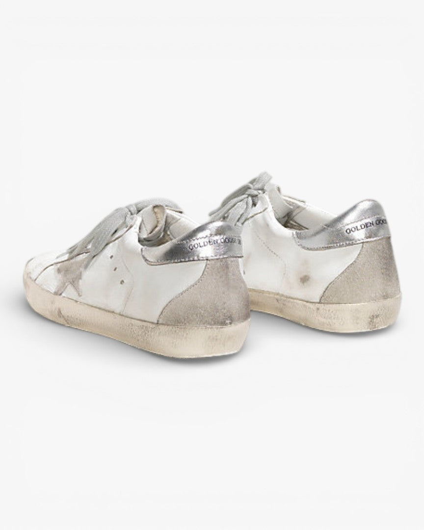 Golden Goose Super‑Star Sneakers White Silver Suede Leather