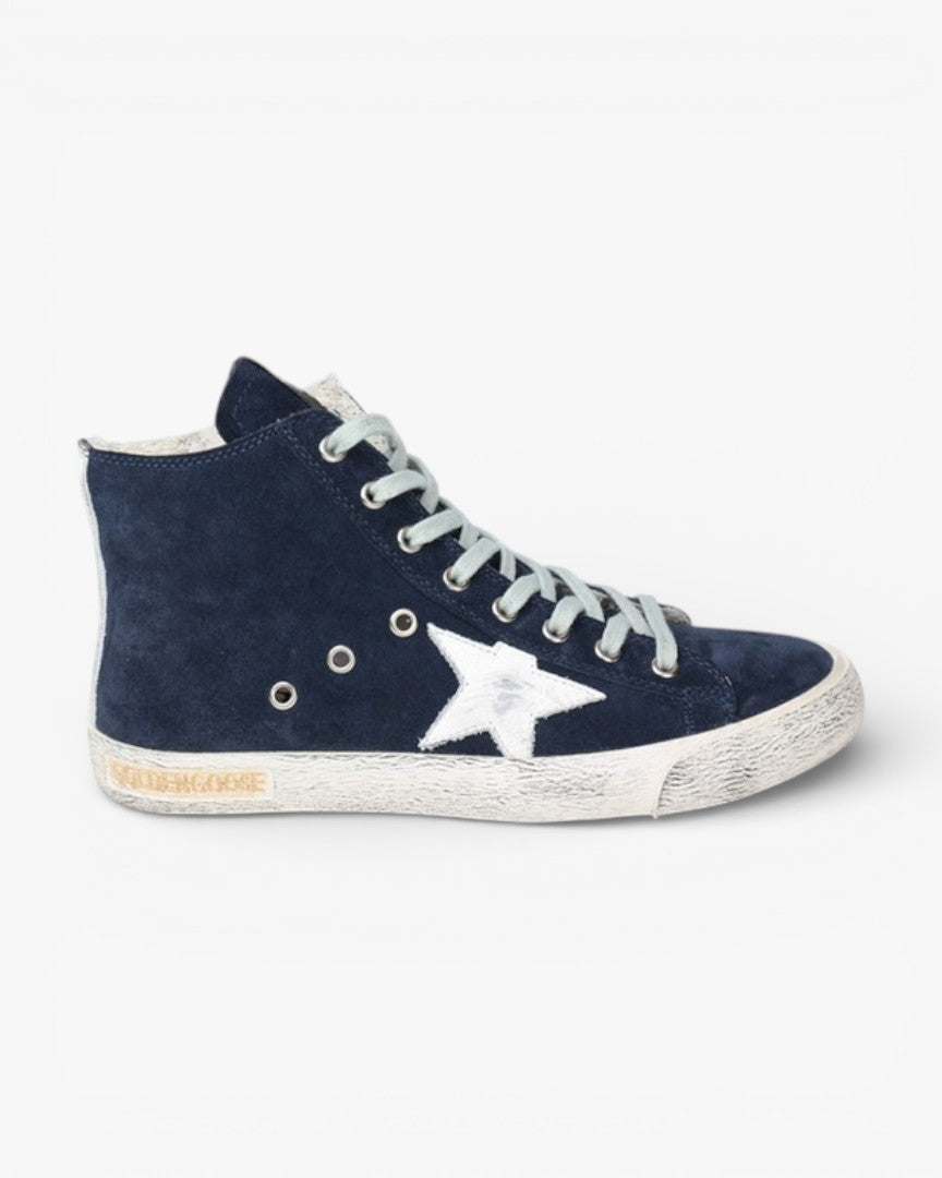 Golden Goose FRANCY Suede Navy Sneakers Handcrafted Custom Couples