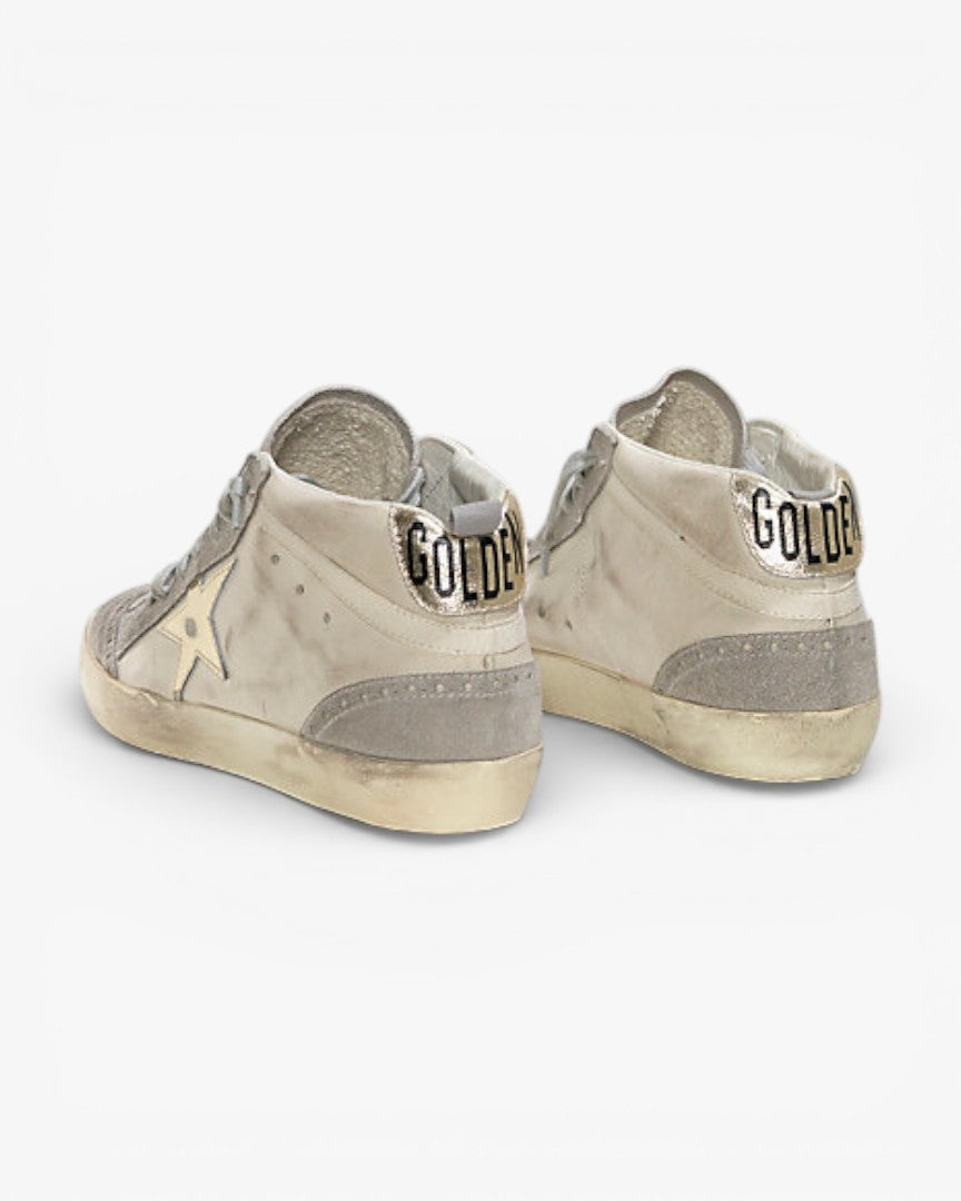 Golden Goose MID STAR Sneakers Pelle Stella Pelle White Gold Star