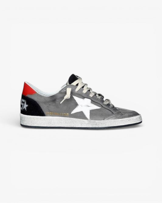 Golden Goose Ball Star Gray Sneakers White Star Red Heel Tab