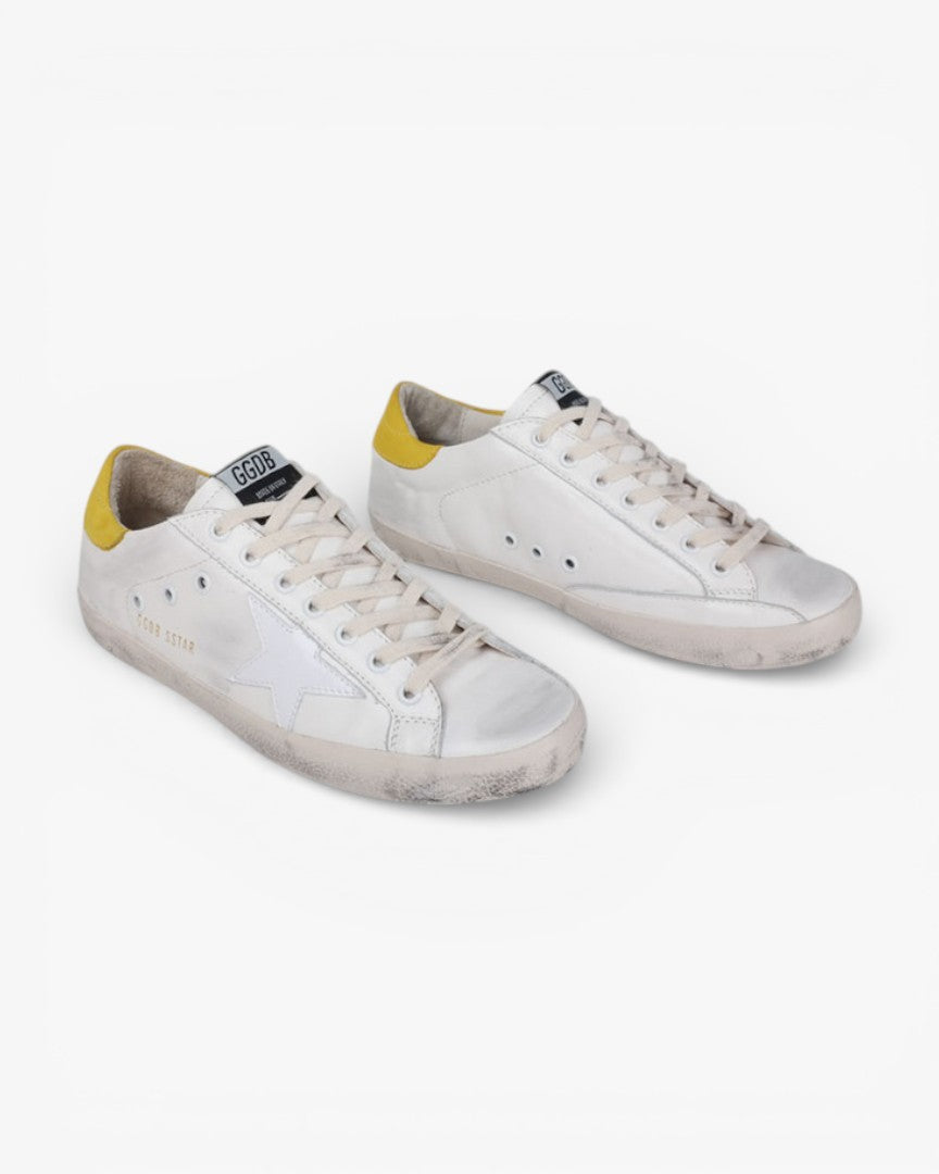 Golden Goose 2014 White Yellow Handcrafted Custom Couple Sneakers