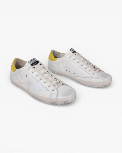 Golden Goose 2014 White Yellow Handcrafted Custom Couple Sneakers