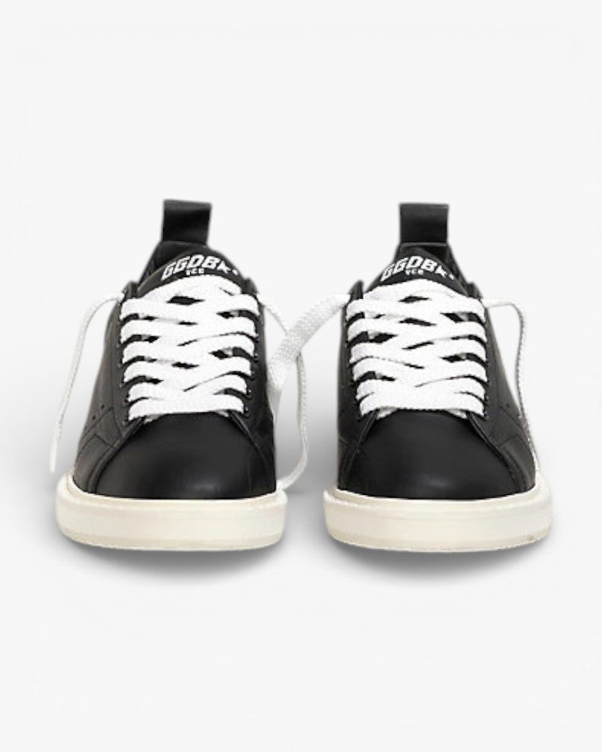 Golden Goose Black White Calf Leather Starter Sneakers with White Sole