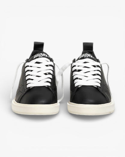 Golden Goose Black White Calf Leather Starter Sneakers with White Sole