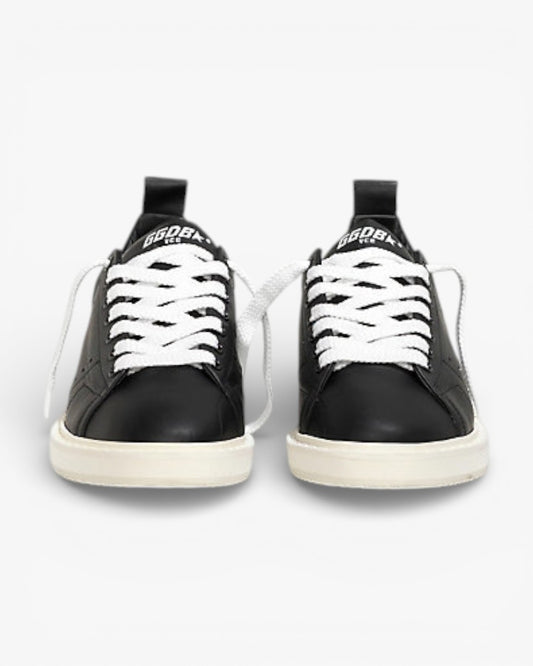 Golden Goose Black White Calf Leather Starter Sneakers with White Sole