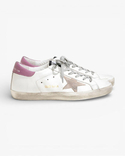 Golden Goose Super‑Star Sneakers White Leather Dark Lilac Suede Star