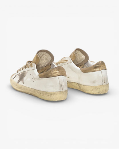 Golden Goose Super Star Leather Sneakers Suede Star Gold White