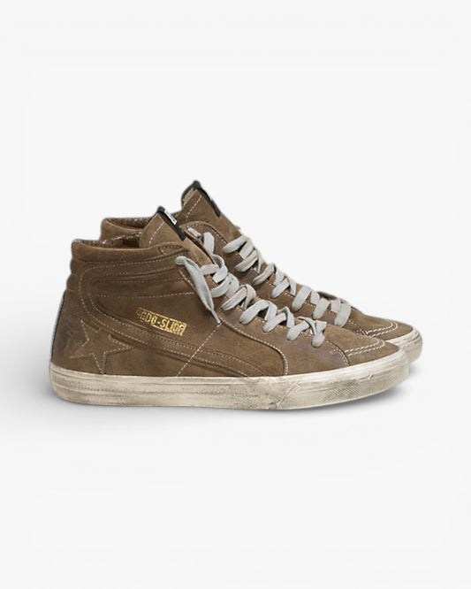 Golden Goose Slide Sneakers Camoscio Suede Green Leather Bluett Star