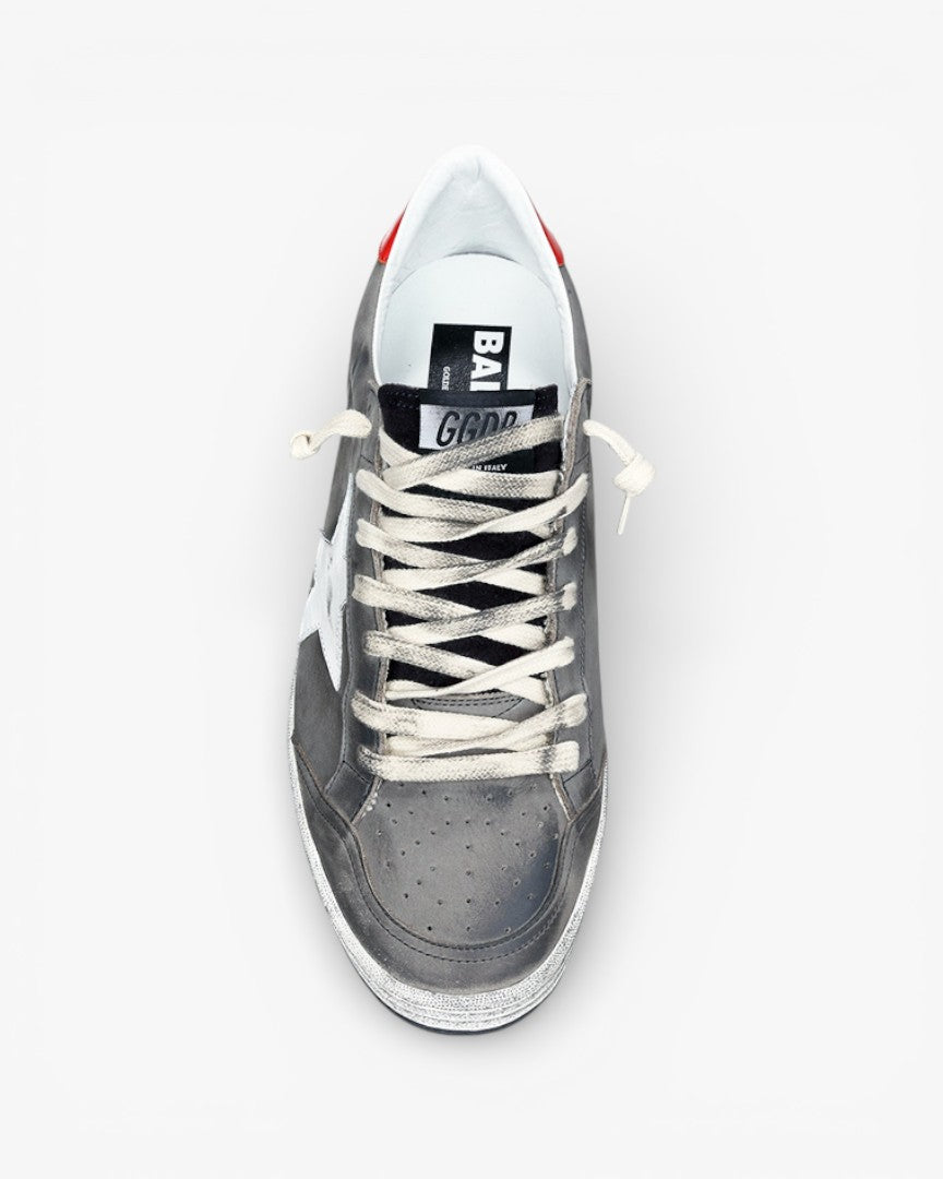 Golden Goose Ball Star Gray Sneakers White Star Red Heel Tab
