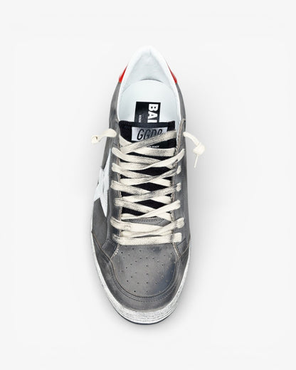 Golden Goose Ball Star Gray Sneakers White Star Red Heel Tab