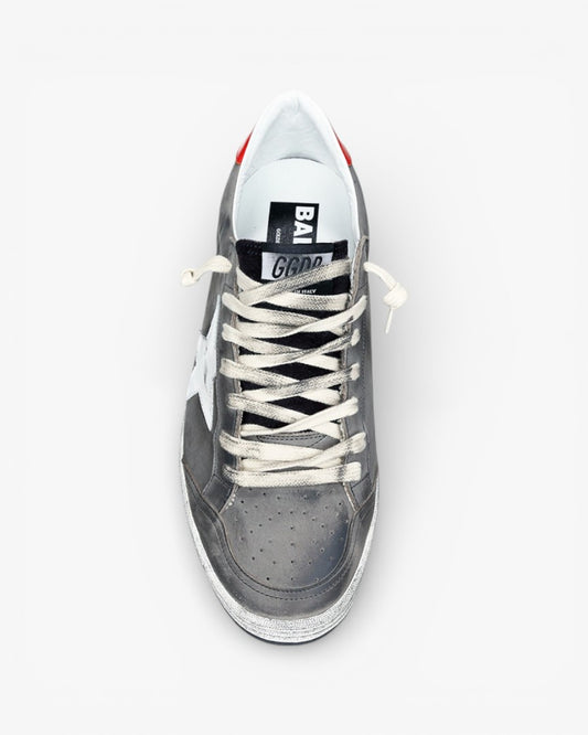Golden Goose Ball Star Gray Sneakers White Star Red Heel Tab